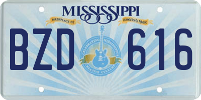 MS license plate BZD616