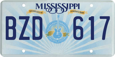 MS license plate BZD617