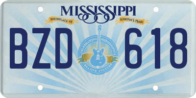 MS license plate BZD618