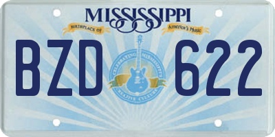 MS license plate BZD622