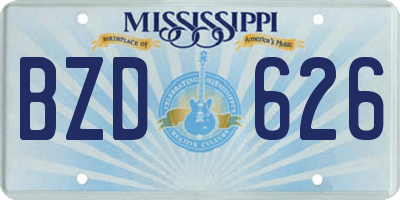 MS license plate BZD626