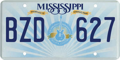 MS license plate BZD627