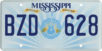 MS license plate BZD628