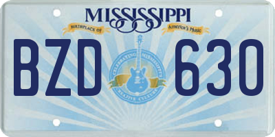 MS license plate BZD630