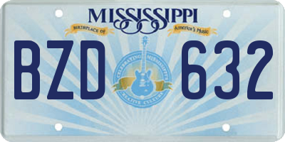 MS license plate BZD632