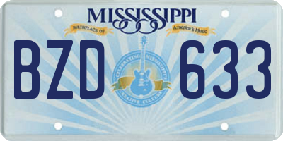MS license plate BZD633