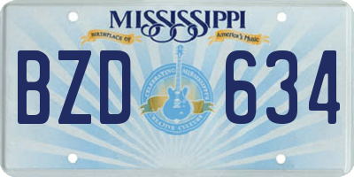 MS license plate BZD634