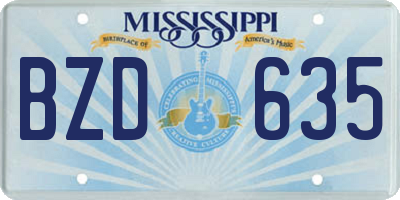 MS license plate BZD635