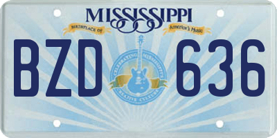 MS license plate BZD636