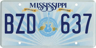 MS license plate BZD637