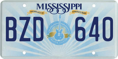 MS license plate BZD640