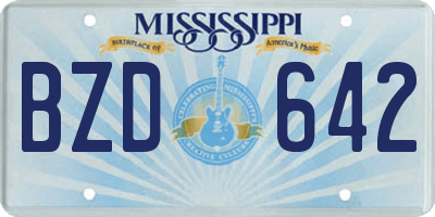 MS license plate BZD642