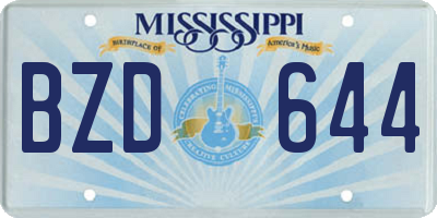 MS license plate BZD644