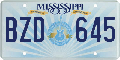 MS license plate BZD645