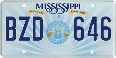 MS license plate BZD646