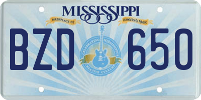 MS license plate BZD650
