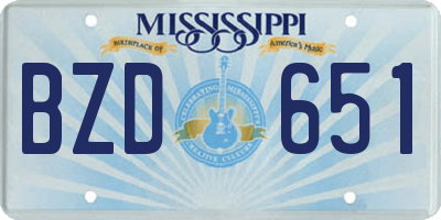 MS license plate BZD651