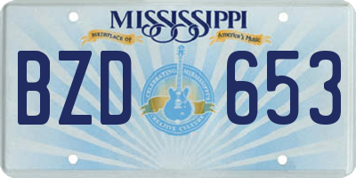 MS license plate BZD653