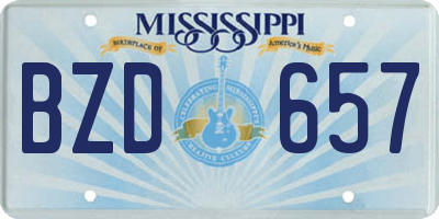 MS license plate BZD657