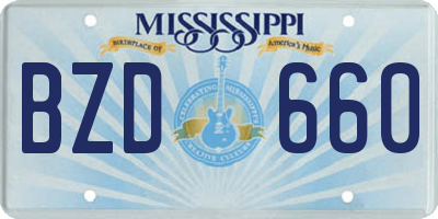 MS license plate BZD660