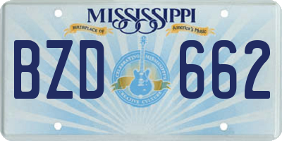 MS license plate BZD662