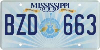 MS license plate BZD663