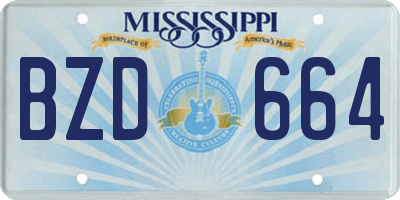 MS license plate BZD664