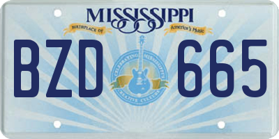 MS license plate BZD665
