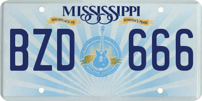 MS license plate BZD666