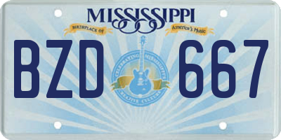 MS license plate BZD667