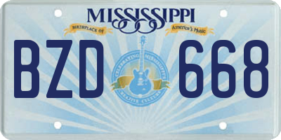 MS license plate BZD668