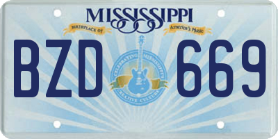 MS license plate BZD669