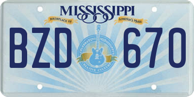 MS license plate BZD670