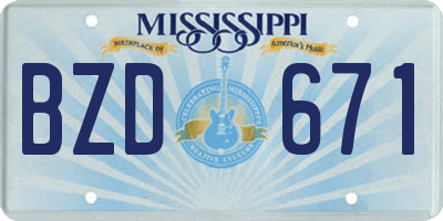 MS license plate BZD671