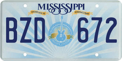 MS license plate BZD672