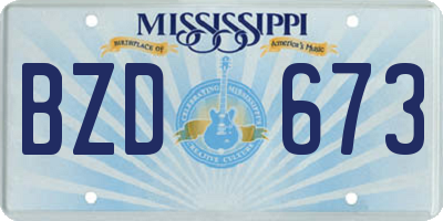 MS license plate BZD673