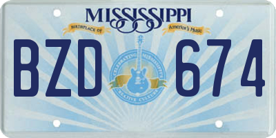MS license plate BZD674