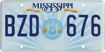 MS license plate BZD676