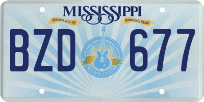MS license plate BZD677