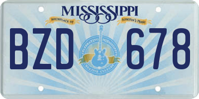 MS license plate BZD678