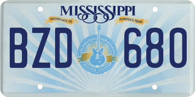 MS license plate BZD680