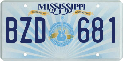 MS license plate BZD681