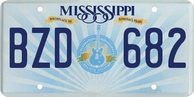 MS license plate BZD682