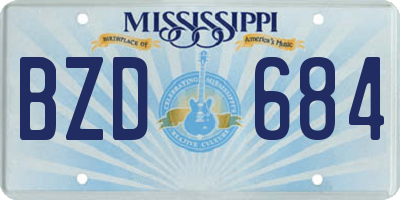 MS license plate BZD684