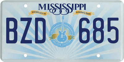 MS license plate BZD685