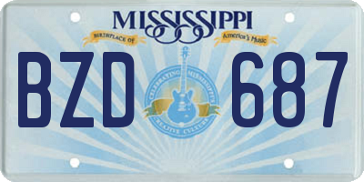 MS license plate BZD687