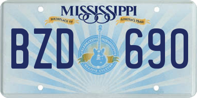 MS license plate BZD690