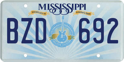 MS license plate BZD692