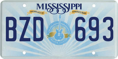 MS license plate BZD693