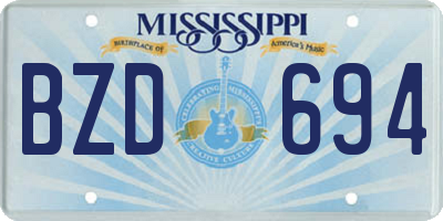 MS license plate BZD694